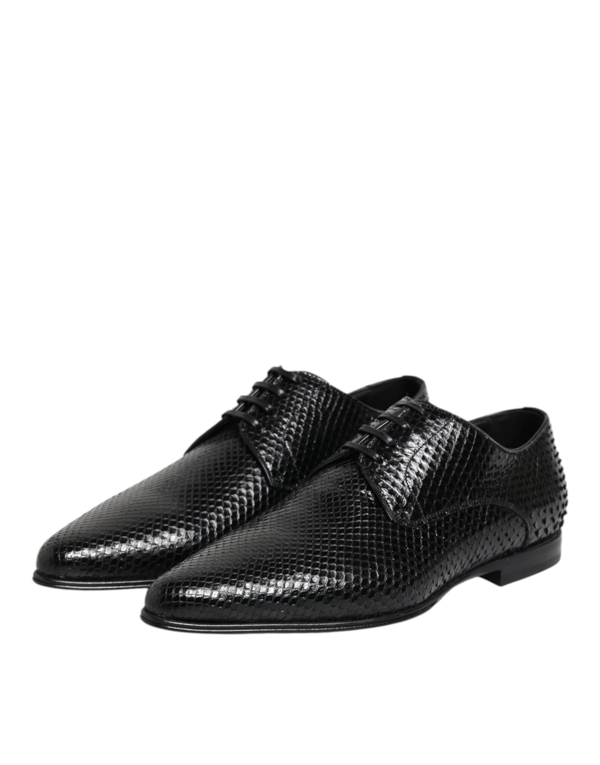 Chaussures Derby à lacets en cuir exotique noir Dolce & Gabbana
