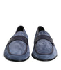Dolce & Gabbana Blue Suede Leather Loafers Moccasin Shoes