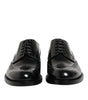Dolce & Gabbana Black Leather Derby Wingtip Formal Shoes