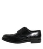 Dolce & Gabbana Black Leather Derby Wingtip Formal Shoes
