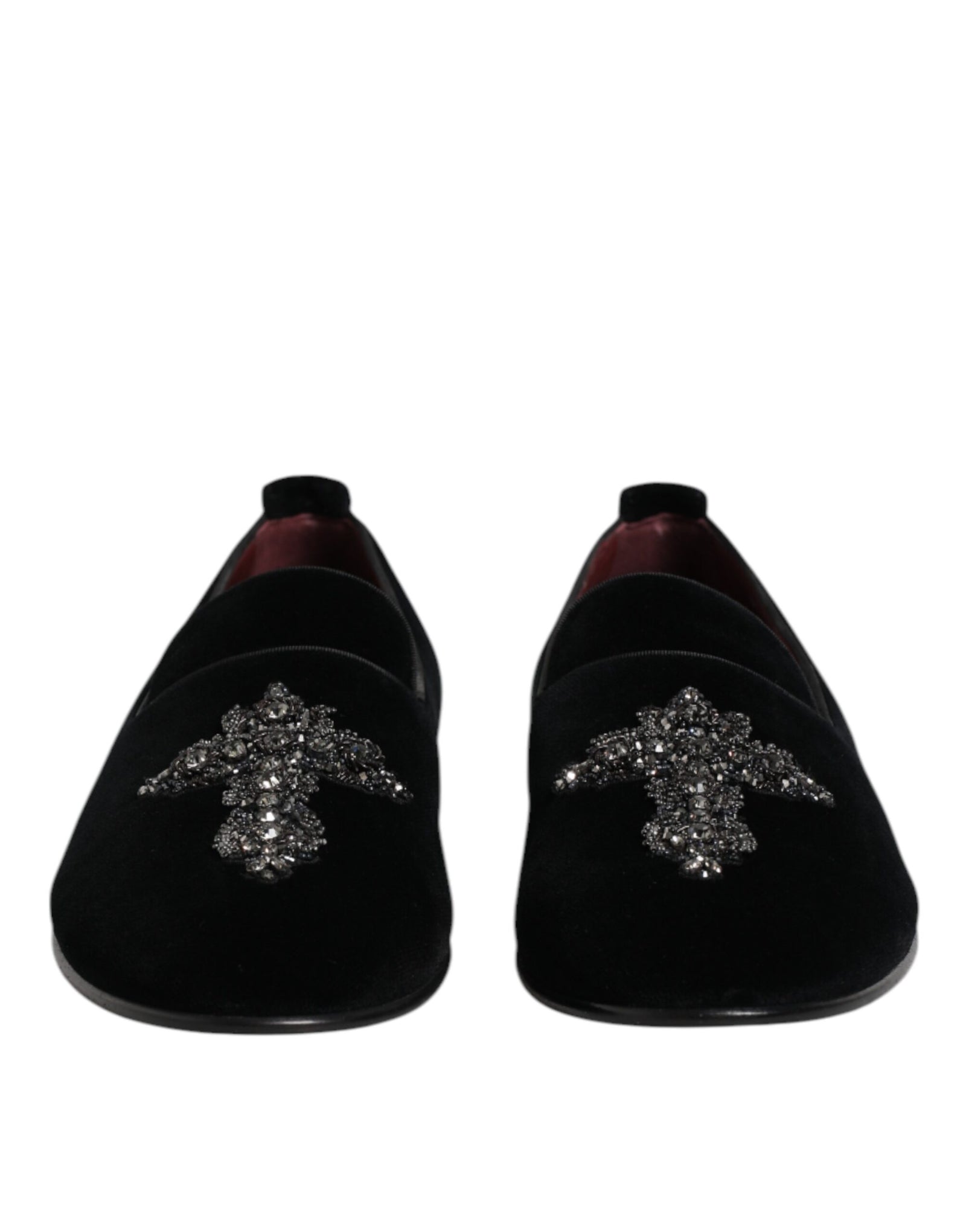 Dolce &amp; Gabbana Black Suede Cross Slip On Loafers Dress Shoes