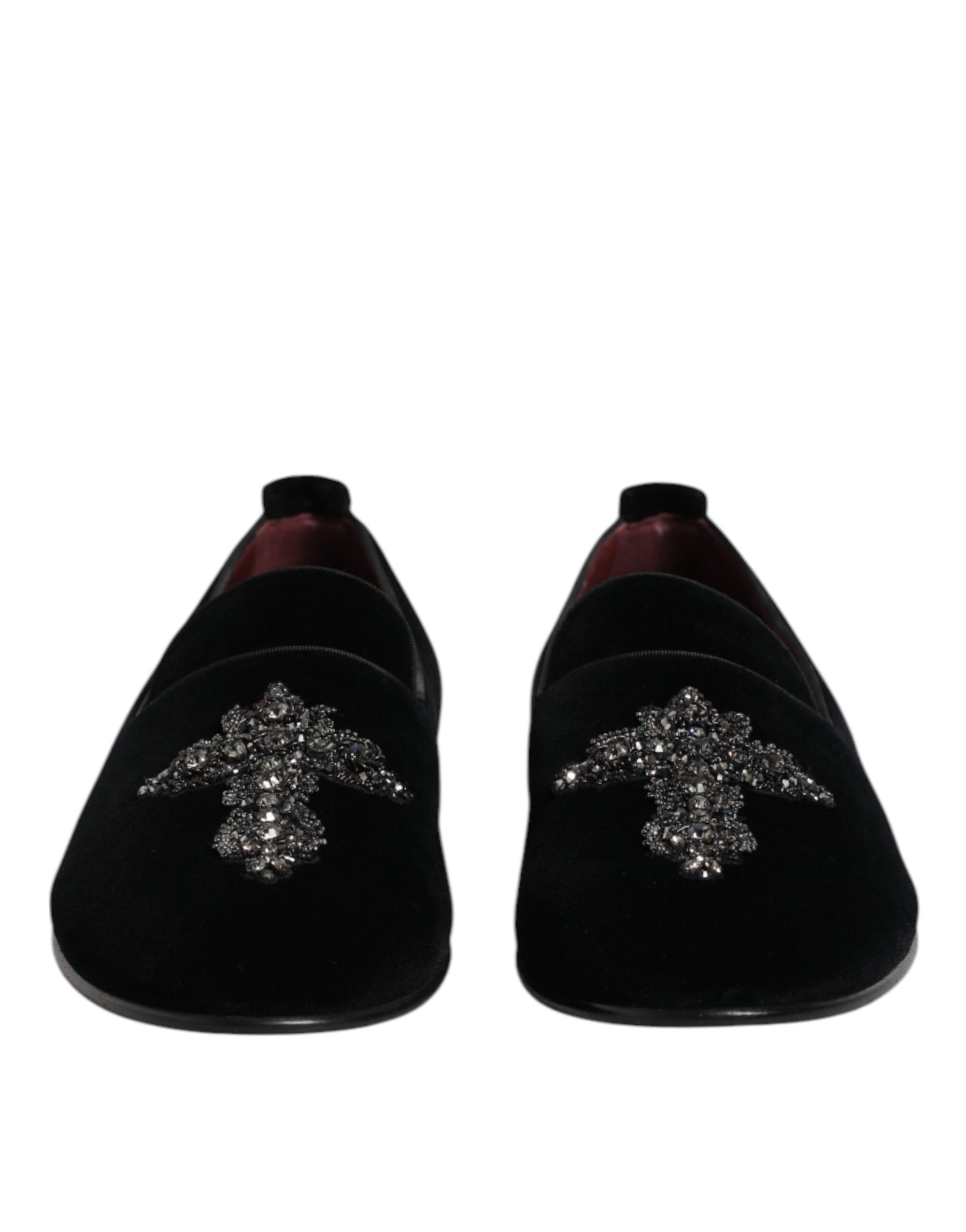 Mocassins à enfiler croisés en daim noir Dolce &amp; Gabbana