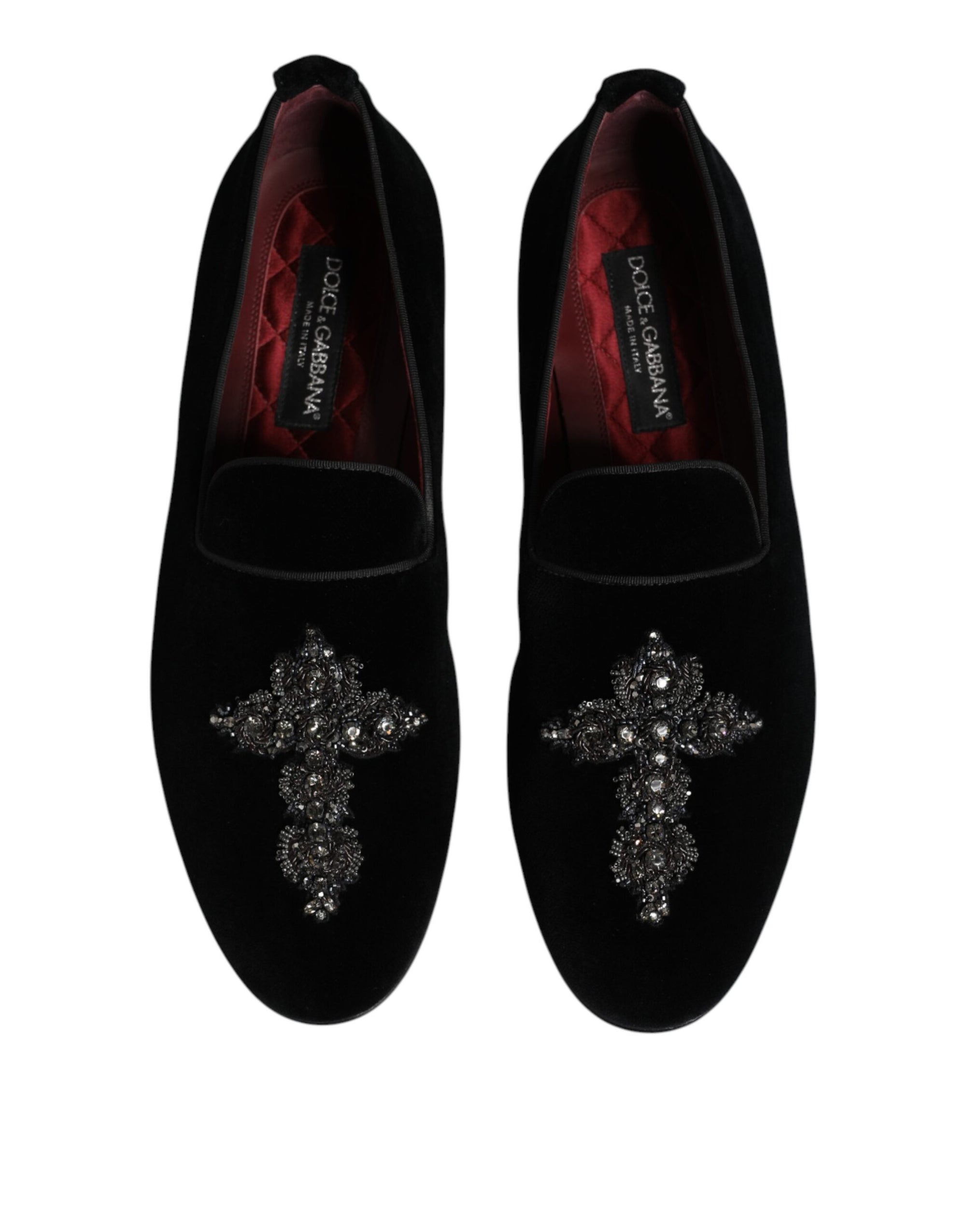 Mocassins à enfiler croisés en daim noir Dolce &amp; Gabbana