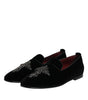 Mocassins à enfiler croisés en daim noir Dolce &amp; Gabbana