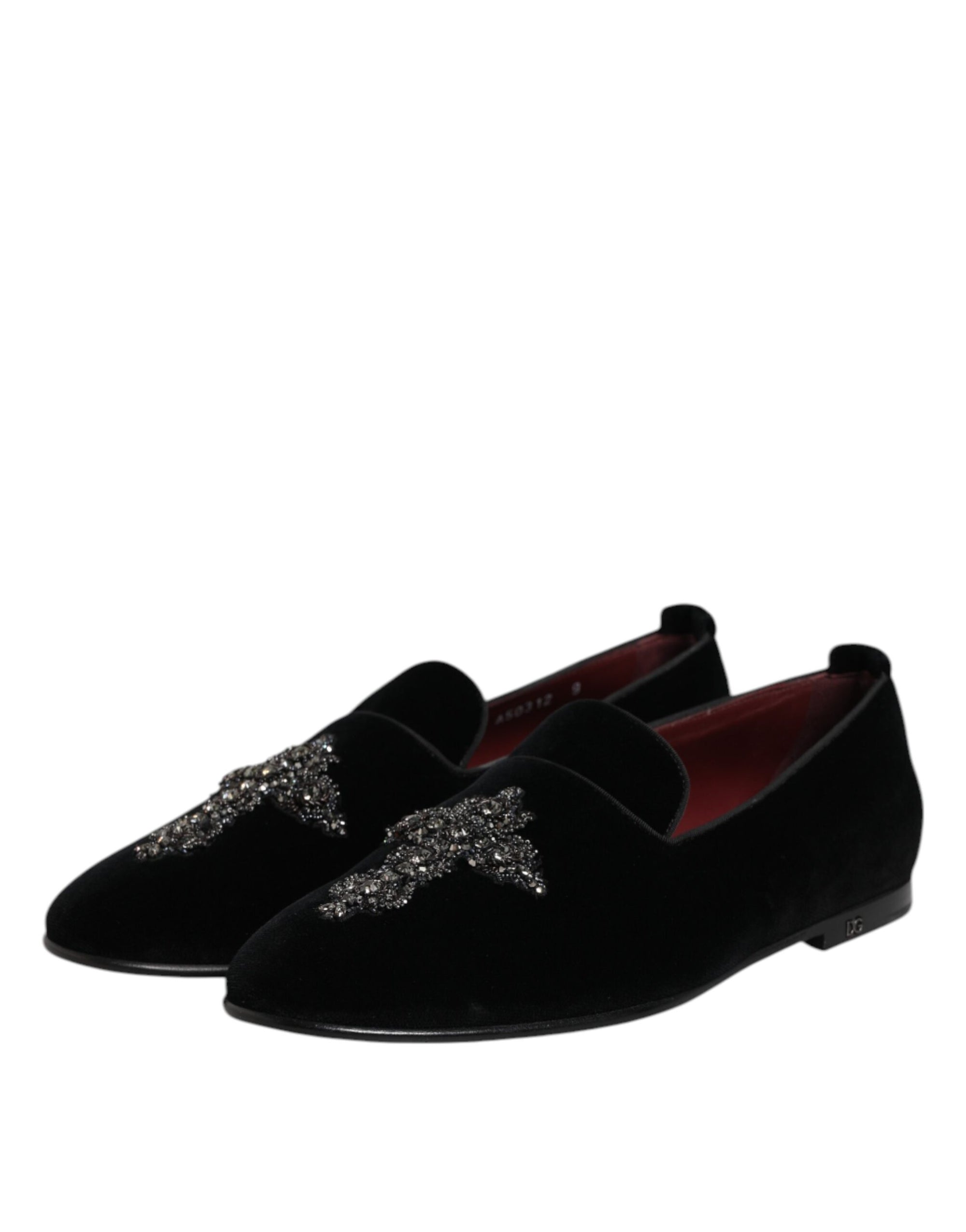 Mocassins à enfiler croisés en daim noir Dolce &amp; Gabbana