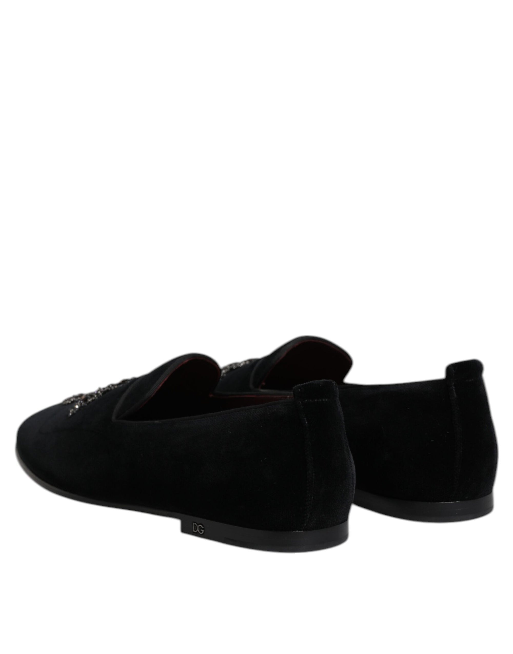 Mocassins à enfiler croisés en daim noir Dolce &amp; Gabbana