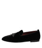 Mocassins à enfiler croisés en daim noir Dolce &amp; Gabbana