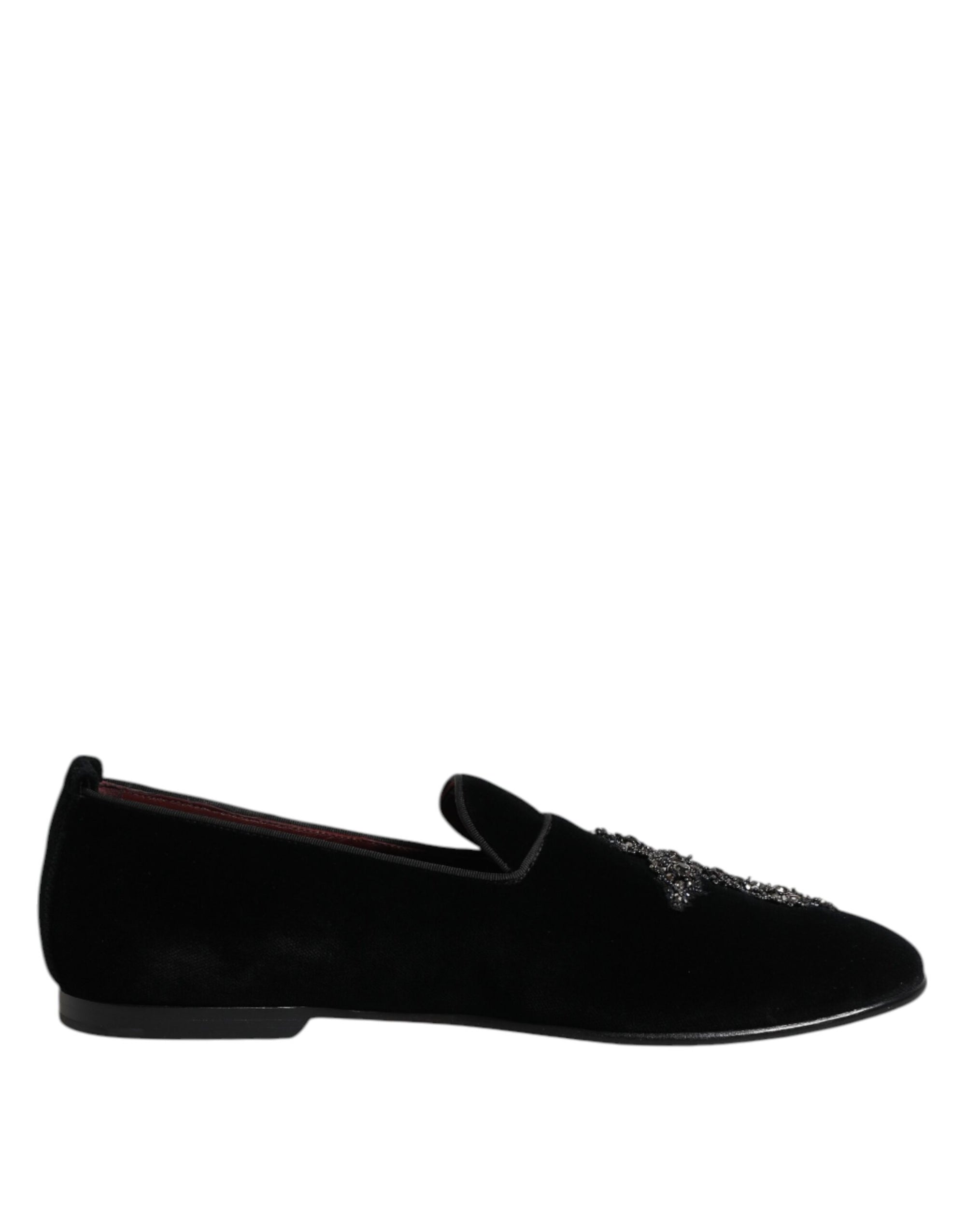 Mocassins à enfiler croisés en daim noir Dolce &amp; Gabbana
