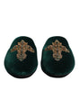 Chaussons Dolce &amp; Gabbana en velours vert ornés de croix
