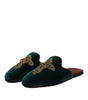 Chaussons Dolce &amp; Gabbana en velours vert ornés de croix