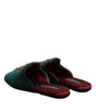 Chaussons Dolce &amp; Gabbana en velours vert ornés de croix