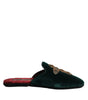 Chaussons Dolce &amp; Gabbana en velours vert ornés de croix