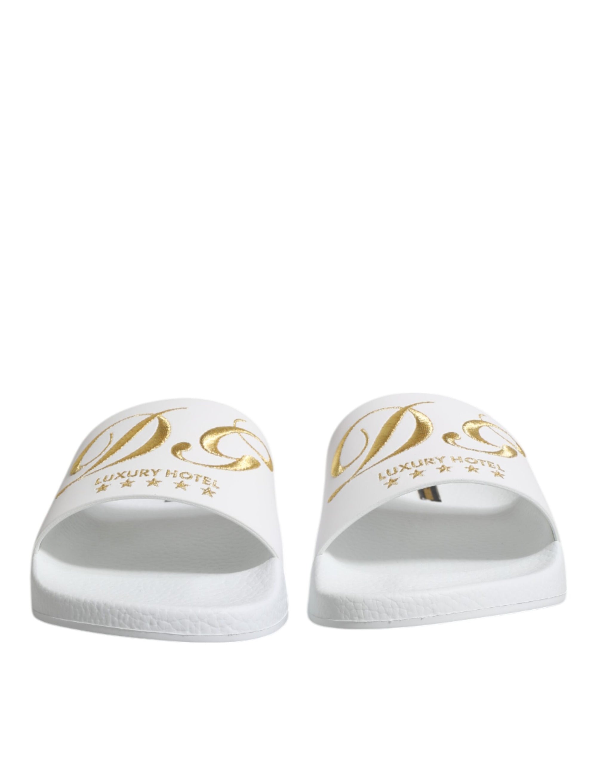 Sandales à enfiler en cuir blanc Dolce &amp; Gabbana, chaussures de plage