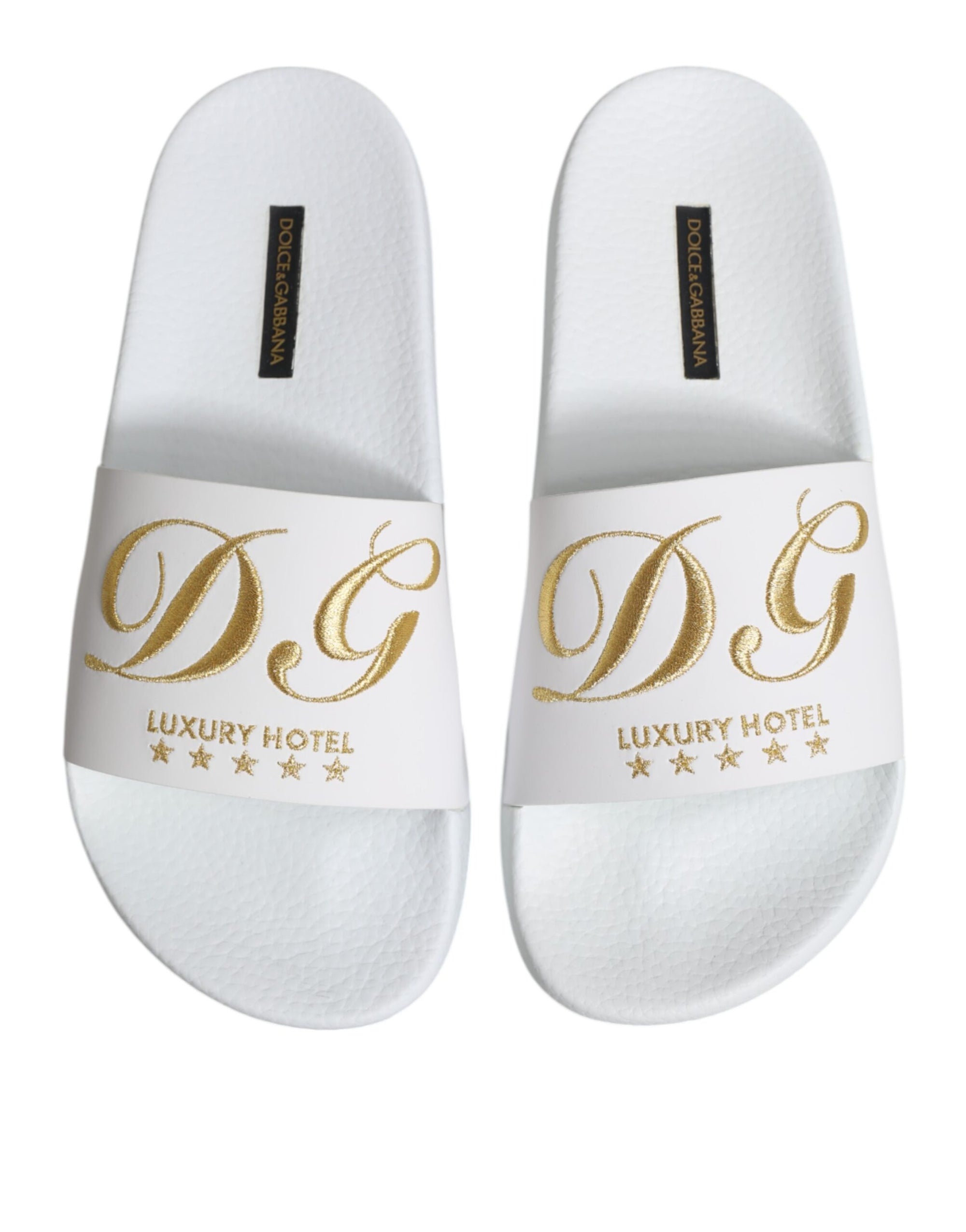 Sandales à enfiler en cuir blanc Dolce &amp; Gabbana, chaussures de plage