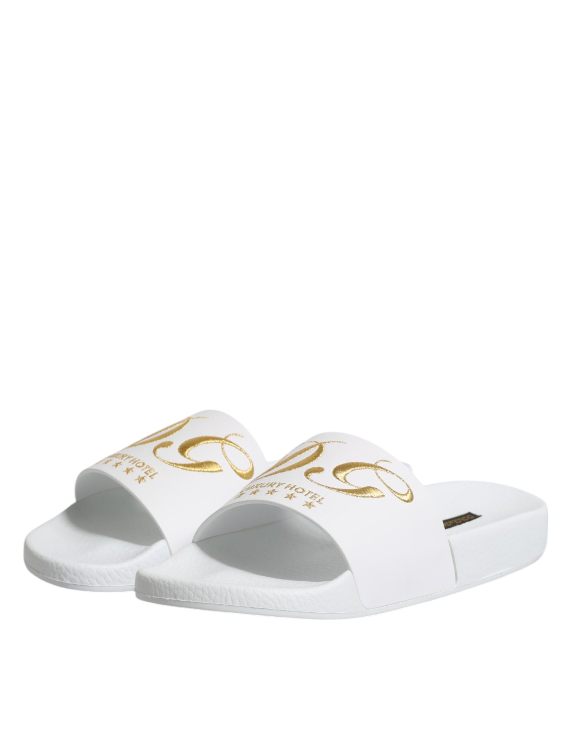 Sandales à enfiler en cuir blanc Dolce &amp; Gabbana, chaussures de plage