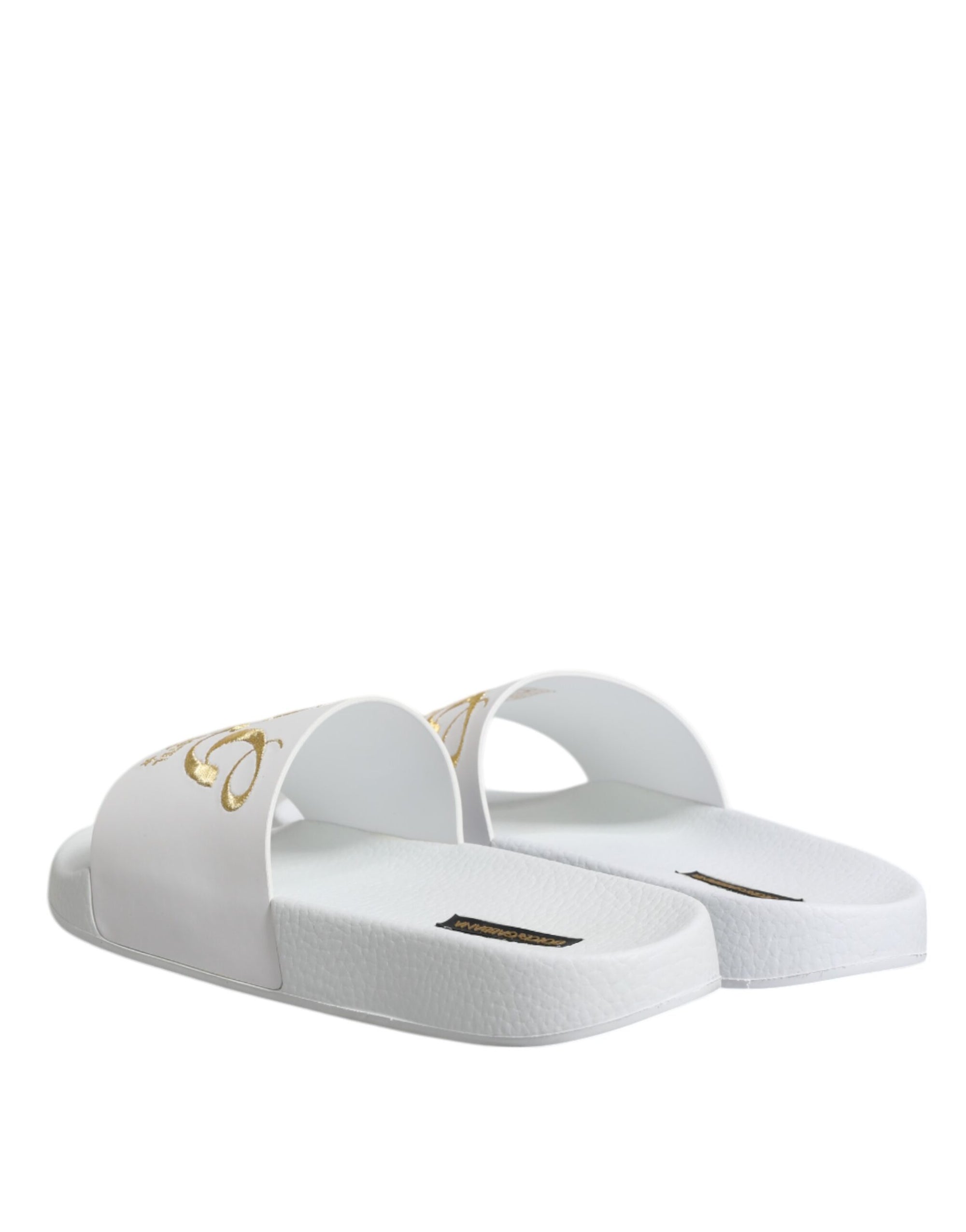 Sandales à enfiler en cuir blanc Dolce &amp; Gabbana, chaussures de plage
