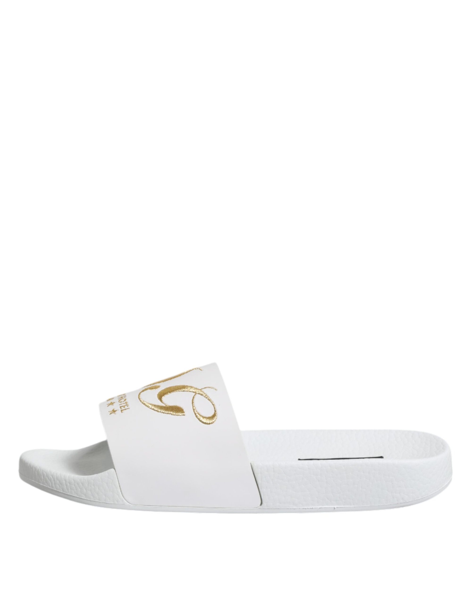 Sandales à enfiler en cuir blanc Dolce &amp; Gabbana, chaussures de plage