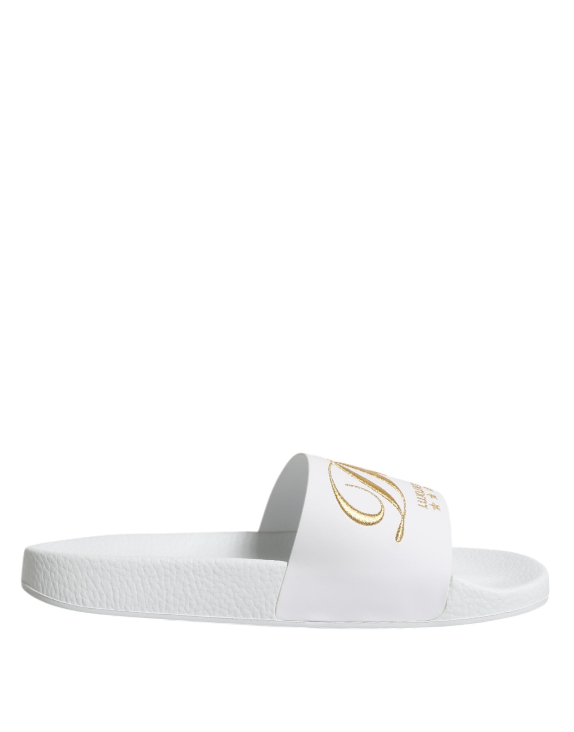 Sandales à enfiler en cuir blanc Dolce &amp; Gabbana, chaussures de plage