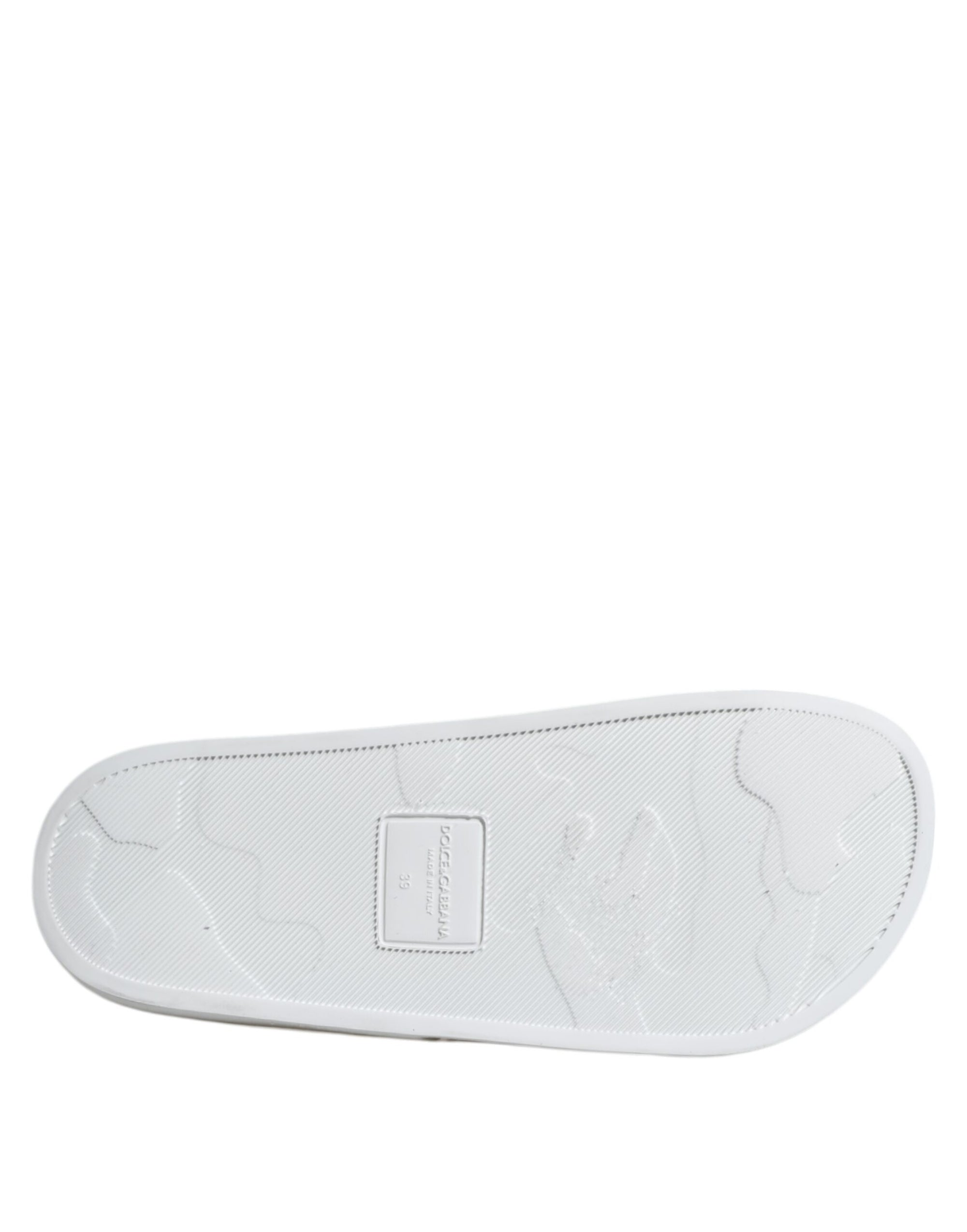 Sandales à enfiler en cuir blanc Dolce &amp; Gabbana, chaussures de plage
