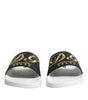 Dolce & Gabbana White Black Leather Sandals Beachwear Shoes