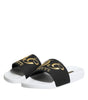 Dolce & Gabbana White Black Leather Sandals Beachwear Shoes
