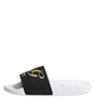 Dolce & Gabbana White Black Leather Sandals Beachwear Shoes