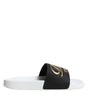 Dolce & Gabbana White Black Leather Sandals Beachwear Shoes