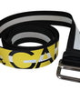 Dolce & Gabbana Black Yellow Logo Striped Metal Buckle Belt