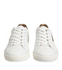Dolce & Gabbana White Brown Leather Low Top Men Sneakers Shoes
