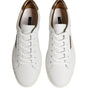 Dolce & Gabbana White Brown Leather Low Top Men Sneakers Shoes