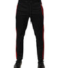 Dolce & Gabbana Red Stripe Cotton Logo Jogger Sweatpants Pants