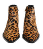 Dolce &amp; Gabbana Brown Leopard Calf Fur Ankle Boots Shoes