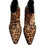 Dolce &amp; Gabbana Brown Leopard Calf Fur Ankle Boots Shoes