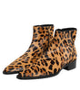 Dolce &amp; Gabbana Brown Leopard Calf Fur Ankle Boots Shoes