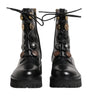 Bottes motardes mi-mollet en cuir noir Dolce & Gabbana