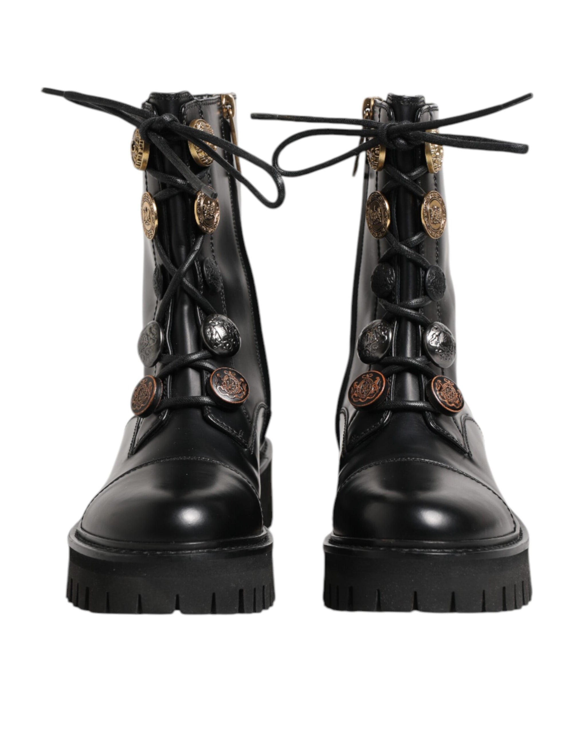 Bottes motardes mi-mollet en cuir noir Dolce & Gabbana