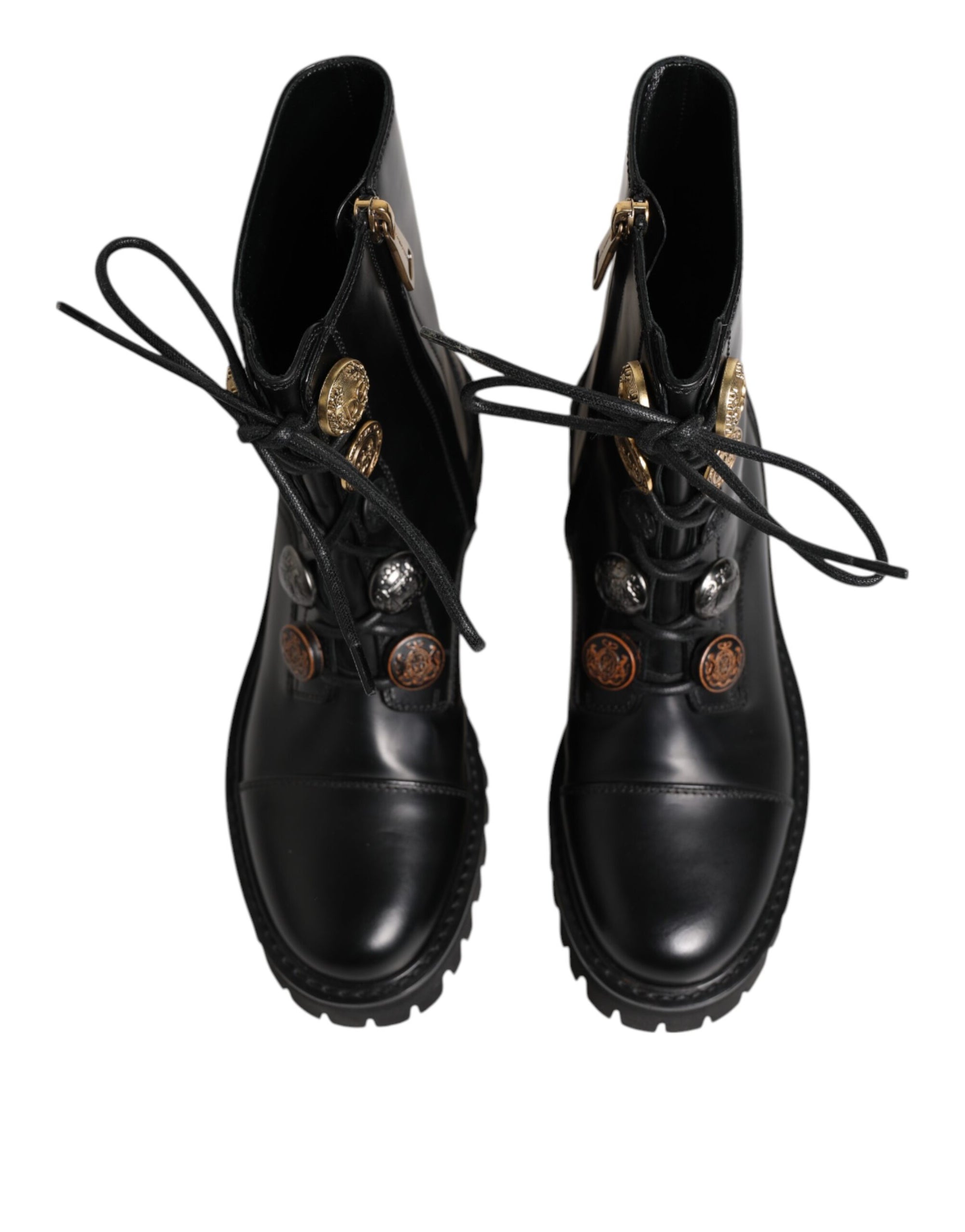 Bottes motardes mi-mollet en cuir noir Dolce & Gabbana