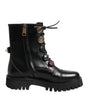 Bottes motardes mi-mollet en cuir noir Dolce & Gabbana
