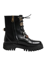Bottes motardes mi-mollet en cuir noir Dolce & Gabbana