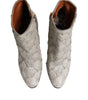 Dolce & Gabbana Off White Leather Heels Ankle Boots Shoes