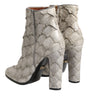 Dolce & Gabbana Off White Leather Heels Ankle Boots Shoes