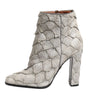 Dolce & Gabbana Off White Leather Heels Ankle Boots Shoes