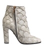 Dolce & Gabbana Off White Leather Heels Ankle Boots Shoes
