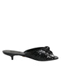 Sandales à talons en cuir noir Dolce &amp; Gabbana