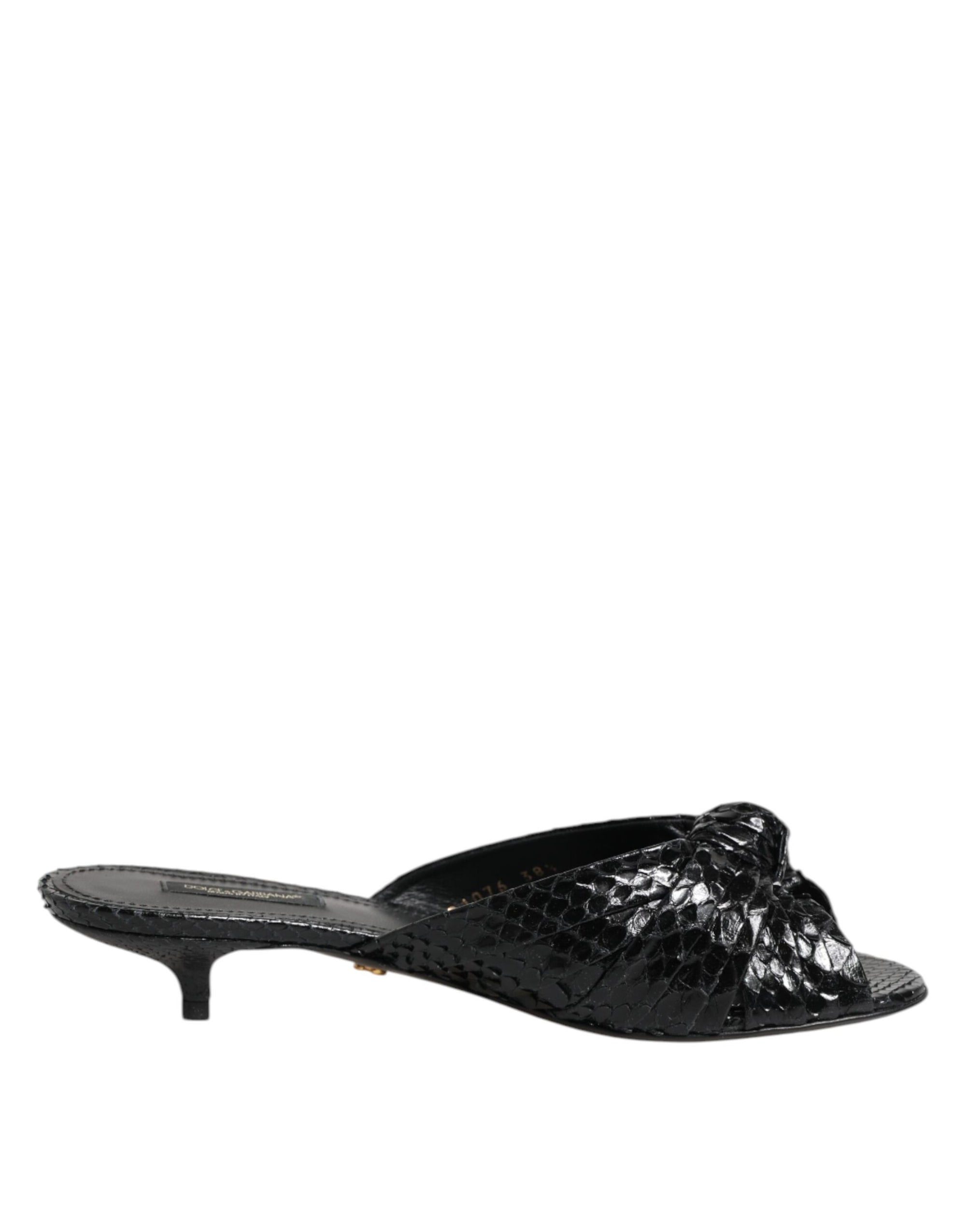Sandales à talons en cuir noir Dolce &amp; Gabbana