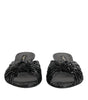 Dolce & Gabbana Black Leather Heels Slides Sandals Shoes