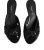 Dolce & Gabbana Black Leather Heels Slides Sandals Shoes