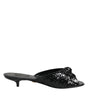 Dolce & Gabbana Black Leather Heels Slides Sandals Shoes
