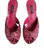 Dolce & Gabbana Pink Leather Heels Slides Sandals Shoes