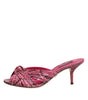 Dolce & Gabbana Pink Leather Heels Slides Sandals Shoes